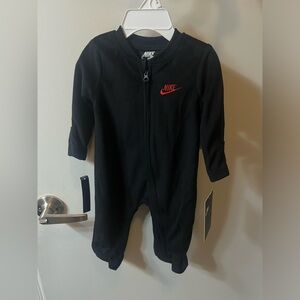 Nike Black Zipper Onesie Footie 3M